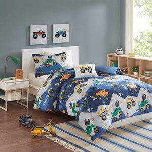 Mi Zone Fun Kids Gavin Monster Truck Comforter Set - Blue