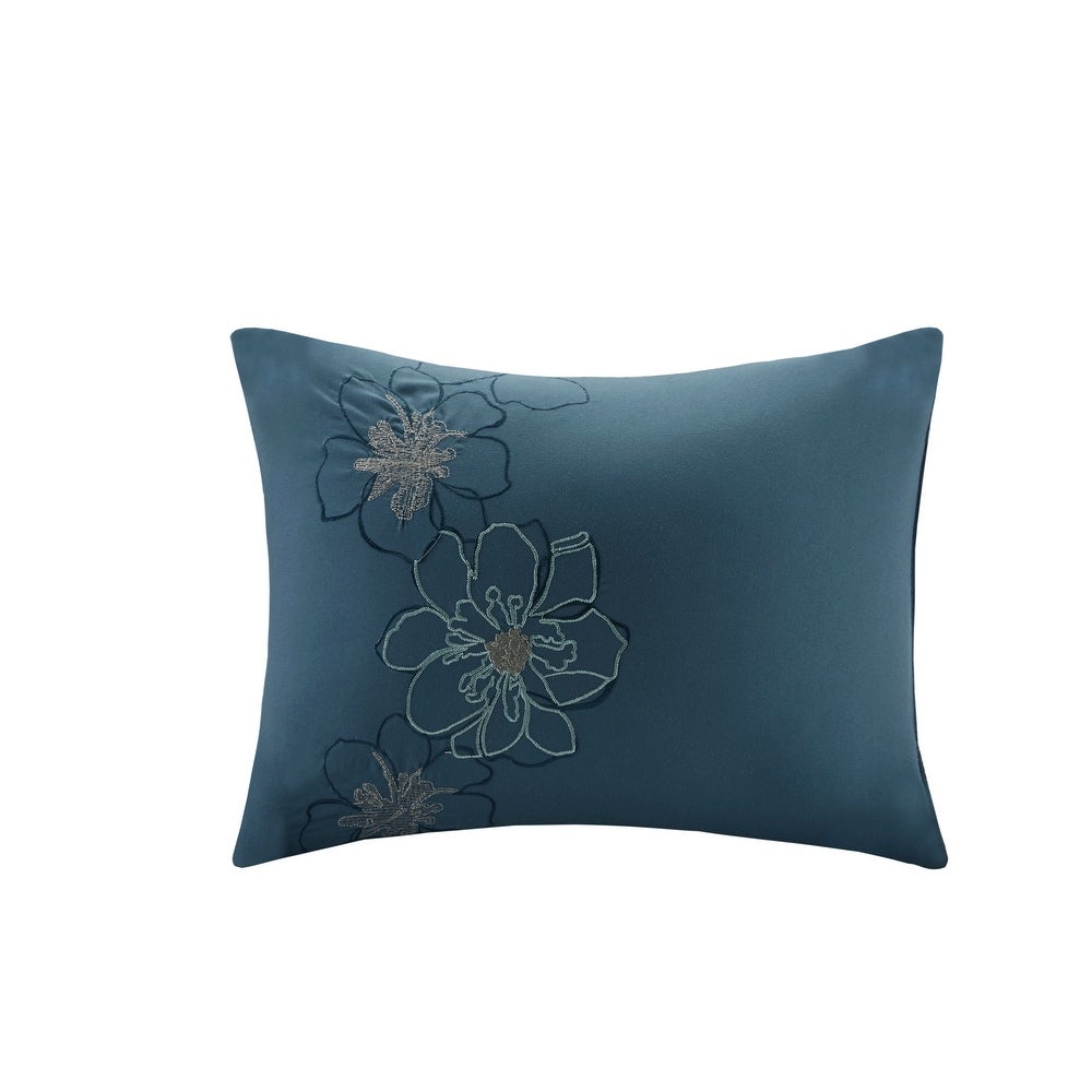 Skylar Floral Blue/Grey Printed Comforter Set by Mi Zone