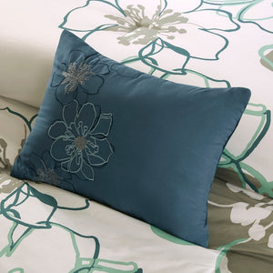 Skylar Floral Blue/Grey Printed Comforter Set by Mi Zone