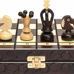 Wooden Chess Set Royal 30 Folding Hand Carved Crafted Pieces Vintage Board Game