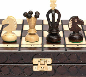 Wooden Chess Set Royal 30 Folding Hand Carved Crafted Pieces Vintage Board Game