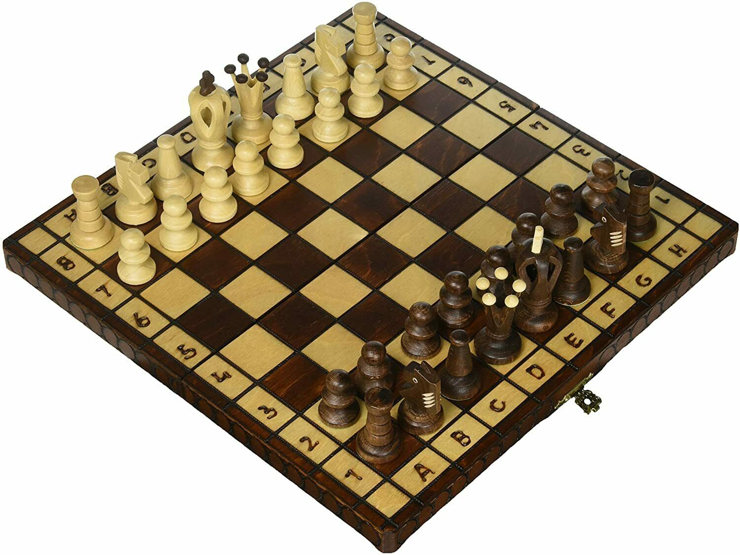 Wooden Chess Set Royal 30 Folding Hand Carved Crafted Pieces Vintage Board Game