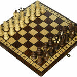 Wooden Chess Set Royal 30 Folding Hand Carved Crafted Pieces Vintage Board Game