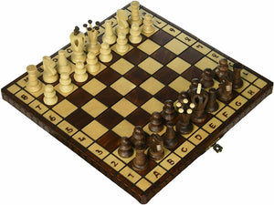Wooden Chess Set Royal 30 Folding Hand Carved Crafted Pieces Vintage Board Game