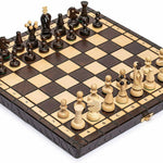 Wooden Chess Set Royal 30 Folding Hand Carved Crafted Pieces Vintage Board Game