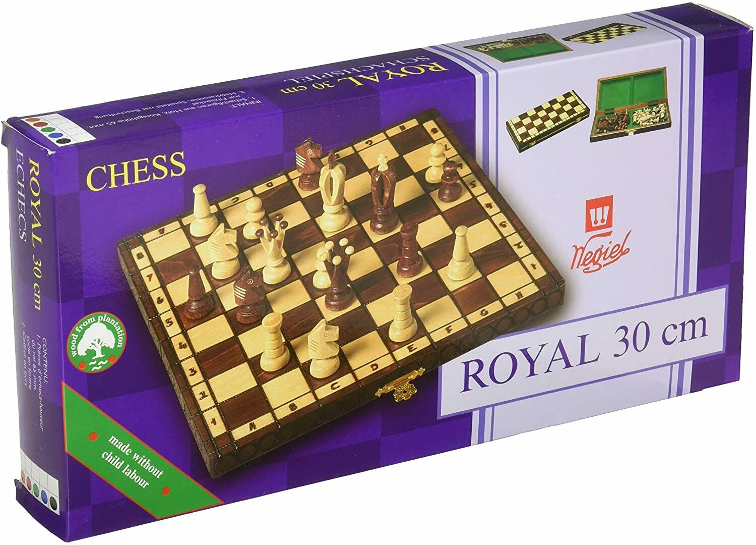 Wooden Chess Set Royal 30 Folding Hand Carved Crafted Pieces Vintage Board Game