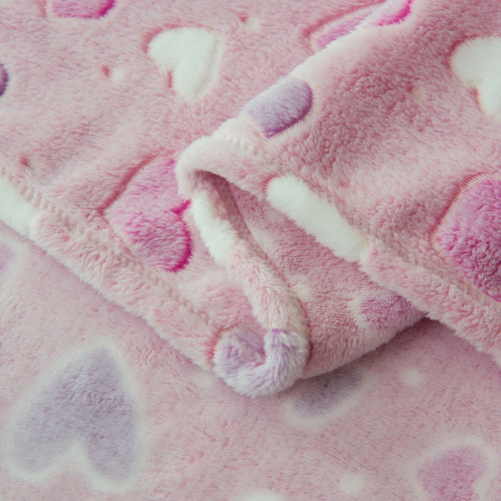 Glow in the Dark Throw Blanket Pink Hearts Kids Super Soft Fun Gift 50" x 60" in