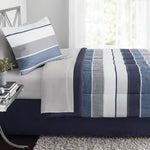 Blue and White Stripe 8-Piece Bedding Set, Coordinating Bed in a Bag