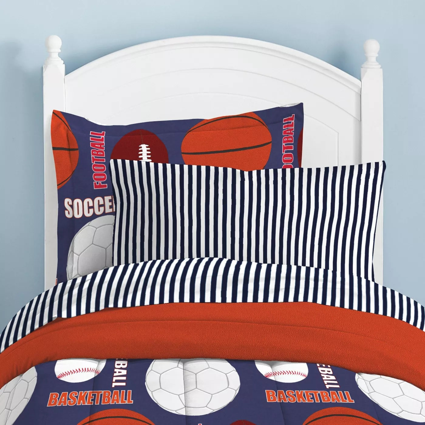 Dream Factory All Sports 7-Piece Bed in a Bag with Sheet Set Navy Blue