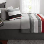 Red and White Stripe 8-Piece Bedding Set, Coordinating Bed in a Bag