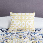 Beautiful Blue Yellow Medallion 8-Piece Bedding Set, Reversible Comforter Sheet Set Bonus Decor Pillow