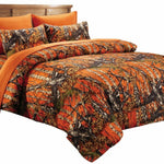 Premium Luxury Camo Comforter Set Hunter Orange Camouflage 3-Piece Bedding Set