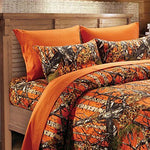 Premium Luxury Camo Comforter Set Hunter Orange Camouflage 3-Piece Bedding Set